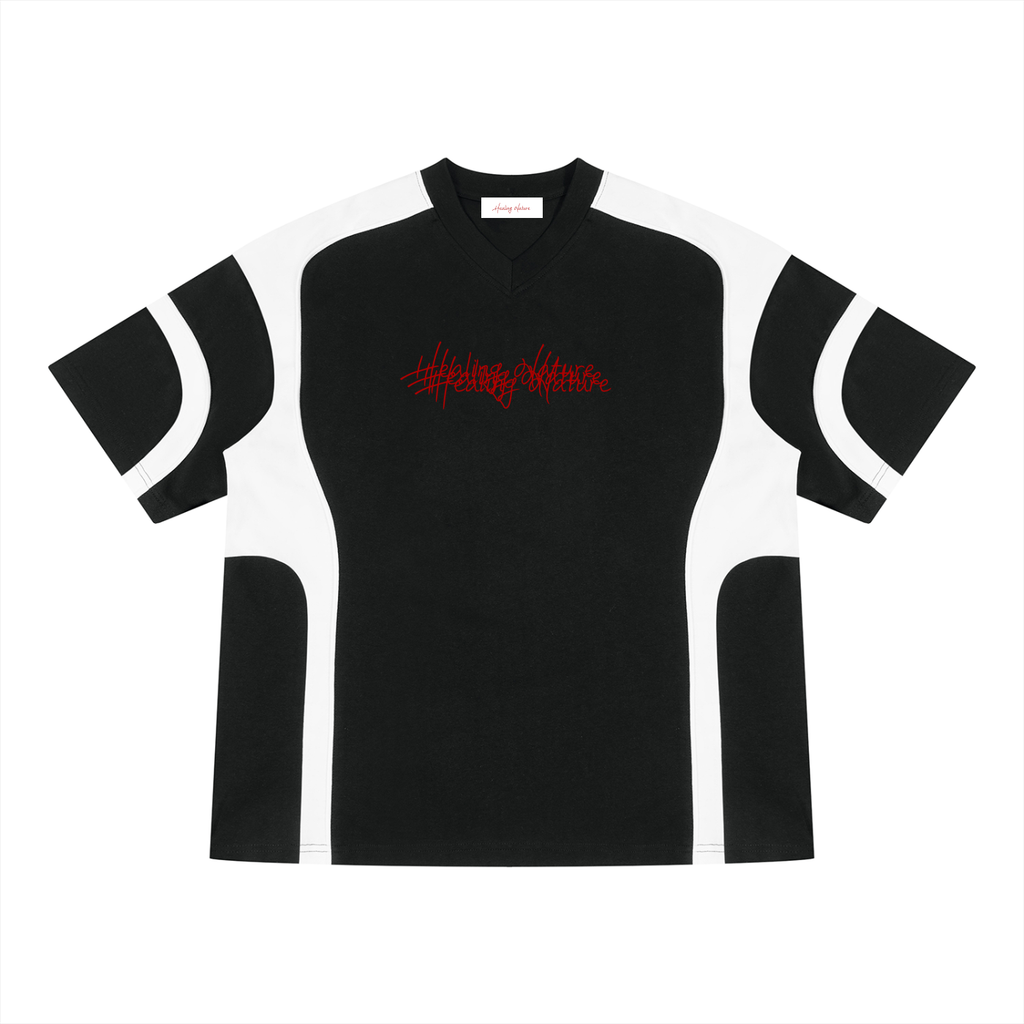 Unisex Color Block V-Neck T-Shirt