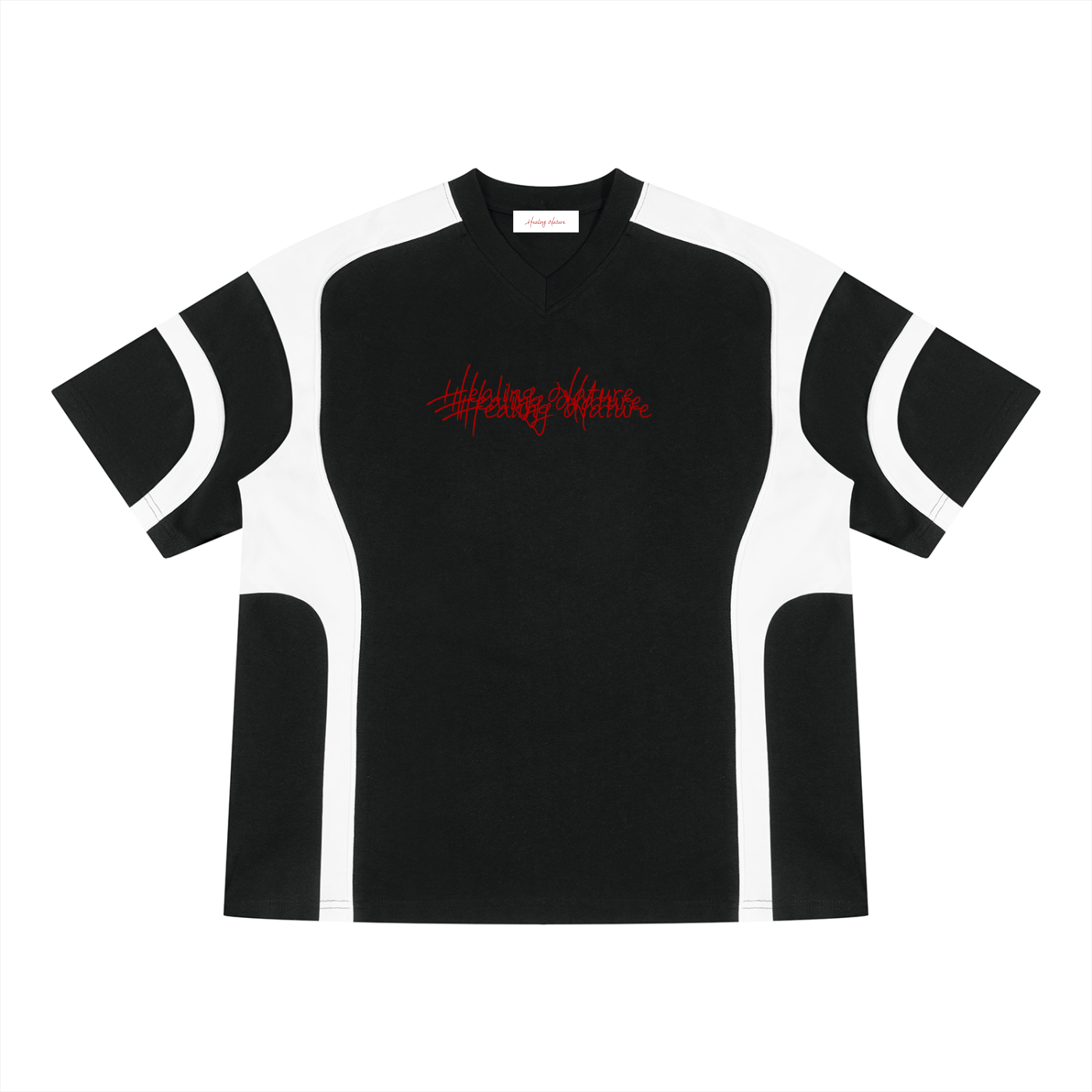 Unisex Color Block V-Neck T-Shirt