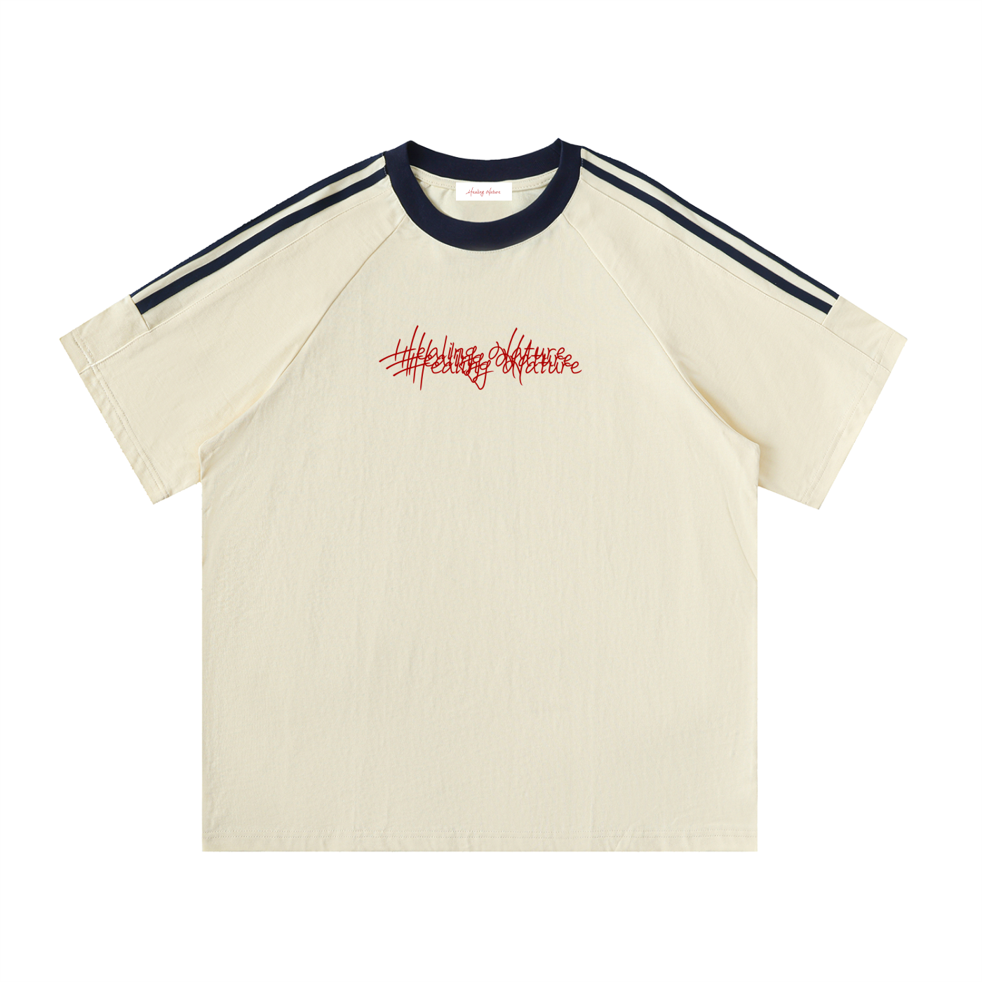 Contrast Tape Crewneck Cotton T-Shirt