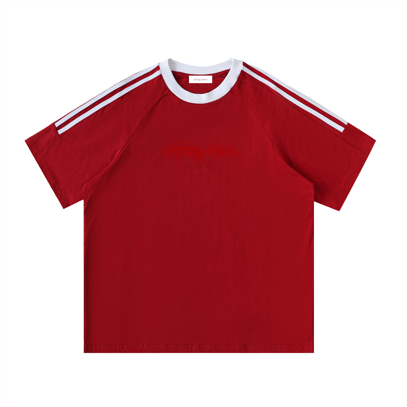 Contrast Tape Crewneck Cotton T-Shirt