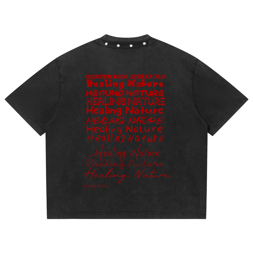 Unisex Washed Boxy Studded T-Shirt