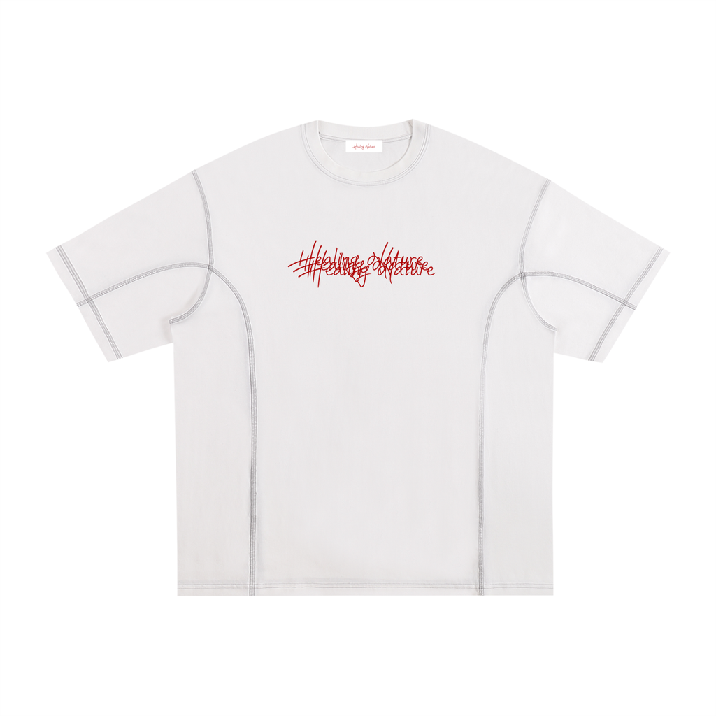 Streetwear Contrast-Stitched Cotton T-Shirt