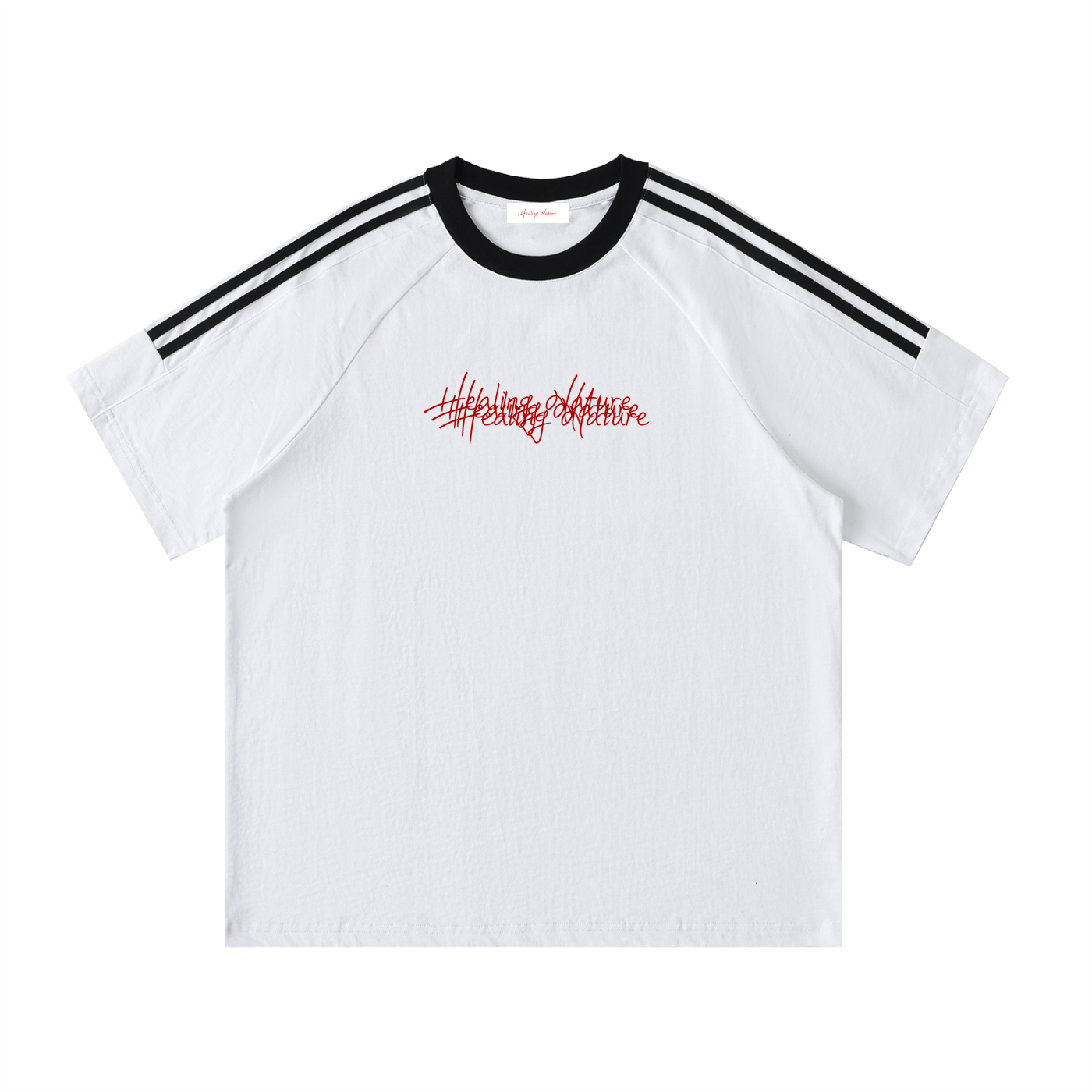 Contrast Tape Crewneck Cotton T-Shirt