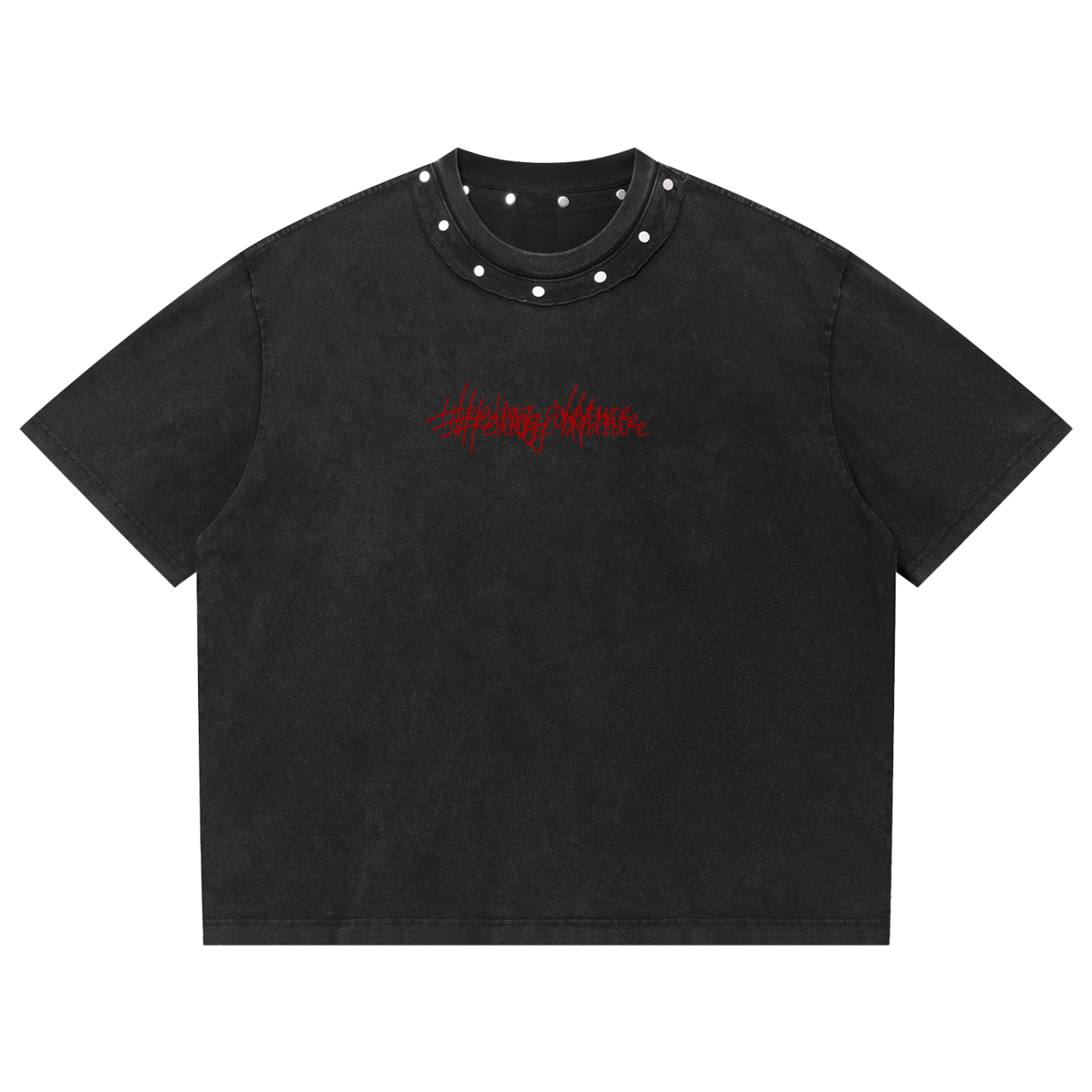 Unisex Washed Boxy Studded T-Shirt
