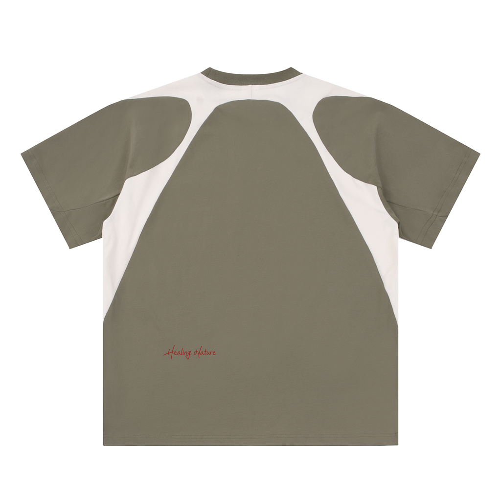 Contrast Panel Cotton T-Shirt