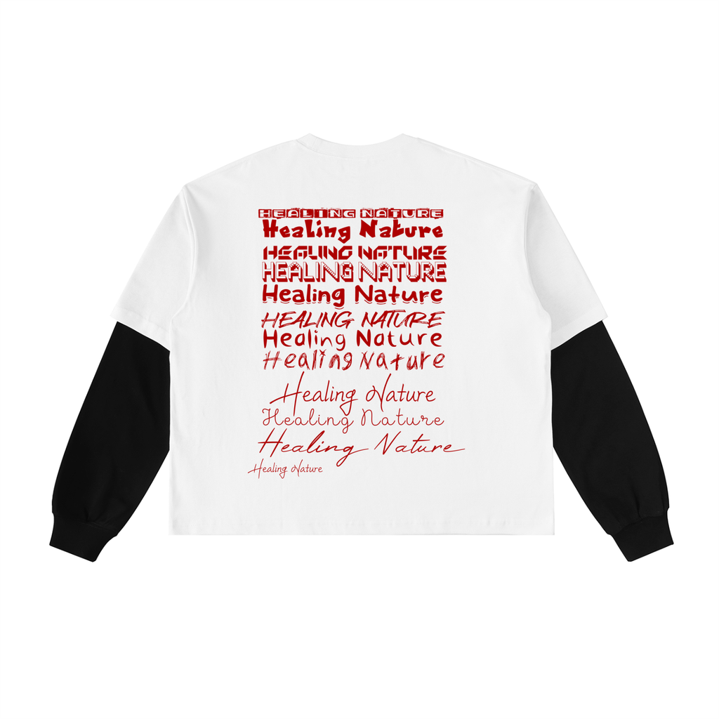 Layered Contrast Sleeve Cotton T-Shirt